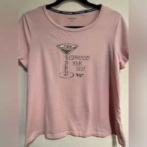 Life is Good Sz M Espresso Your Self Pink Graphic Tee mauve pink short sleeve